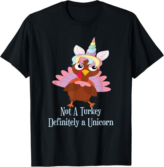 Turkey Disguise Unicorn Thanksgiving Novelty T-Shirt - T-Shirt | Black