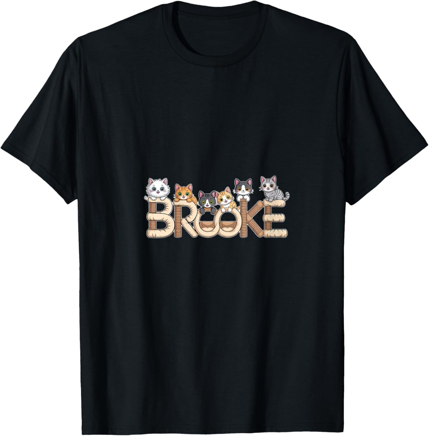 Brooke Cat Trees - Personalized Cute Name Word Art V-Neck T-Shirt - T-Shirt | Black
