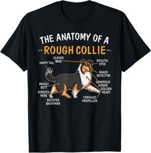 Funny Anatomy Of A Rough Collie For Dog Lovers T-Shirt - T-Shirt | Black