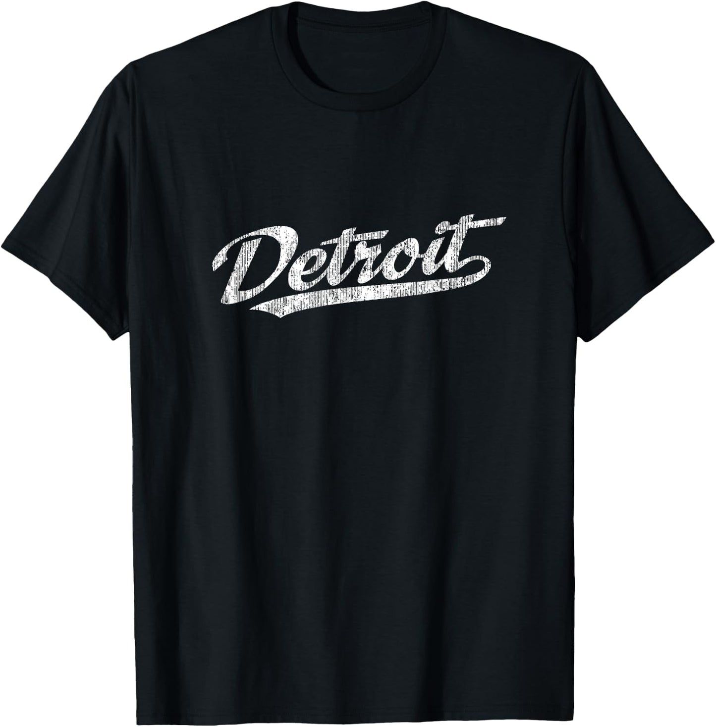 Detroit Michigan MI Vintage Sports Script Retro Gift T-Shirt - T-Shirt | Black