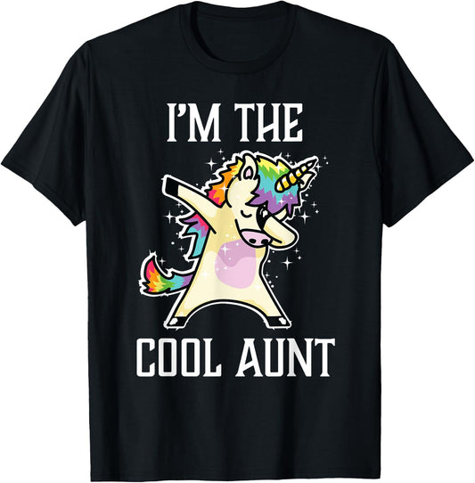 I'm the Cool Aunt Dabbing Rainbow Unicorn T-Shirt - T-Shirt | Black