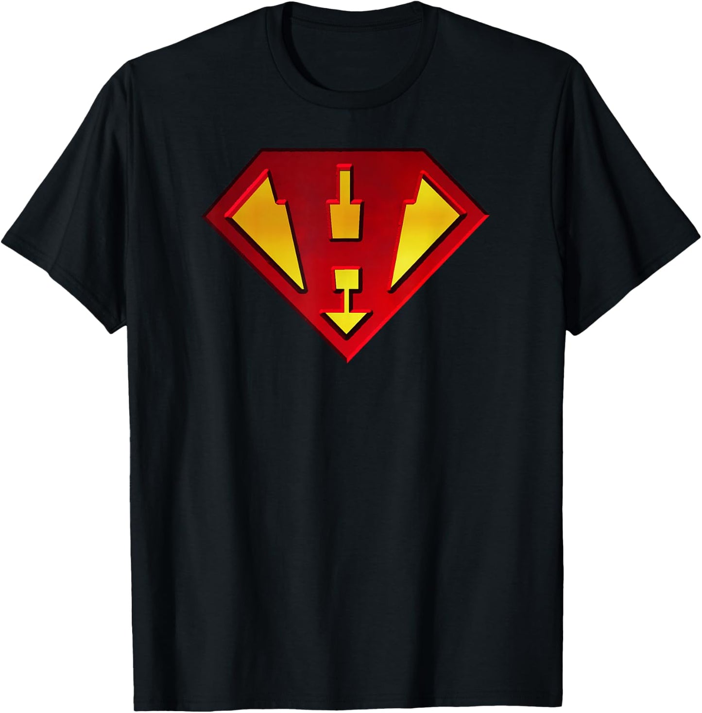 Funny Super Hero Shield Letter H name Gift Shirt T-Shirt - T-Shirt | Black