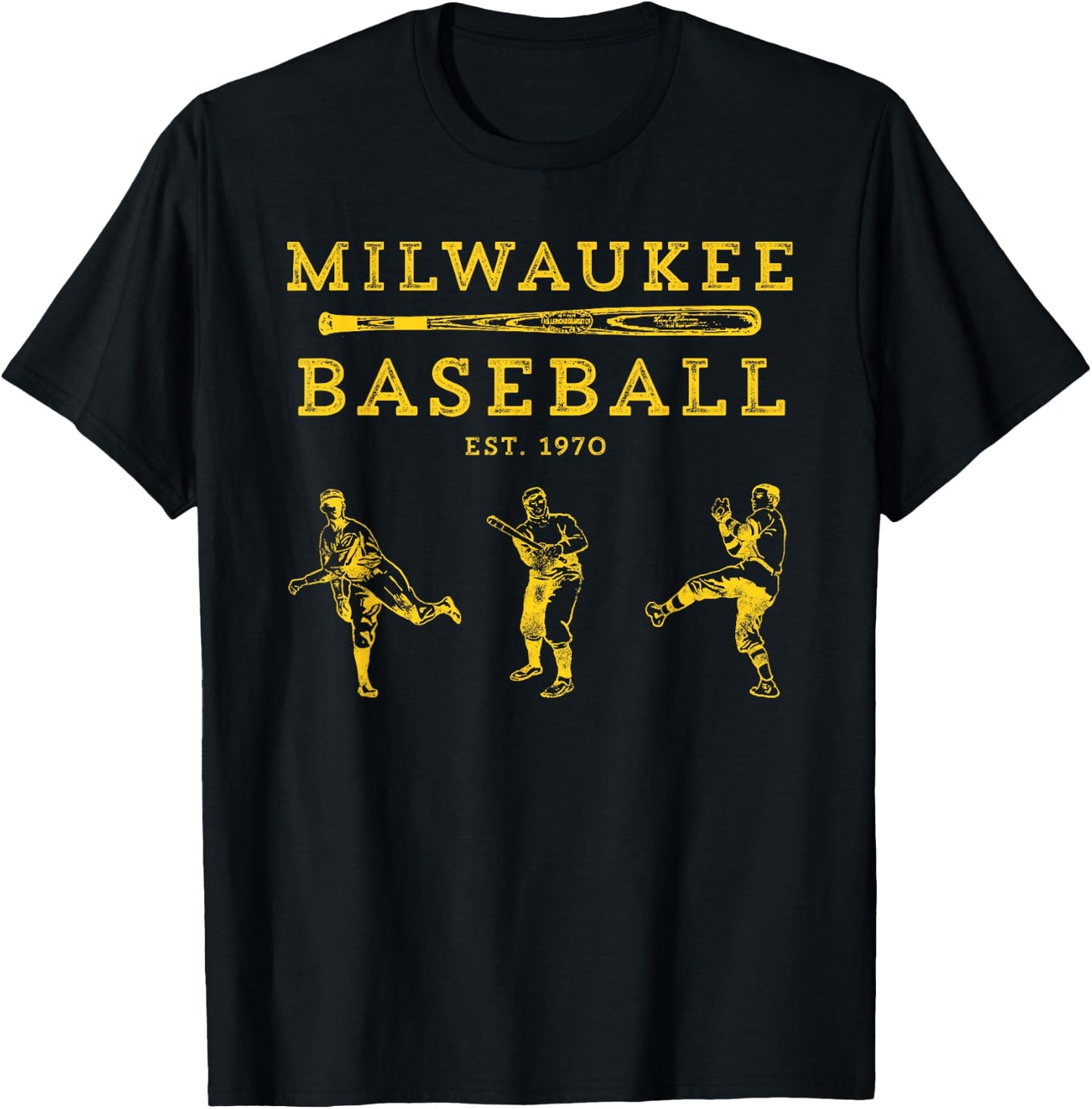 Classic Milwaukee Baseball Fan Retro T-Shirt - T-Shirt | Black