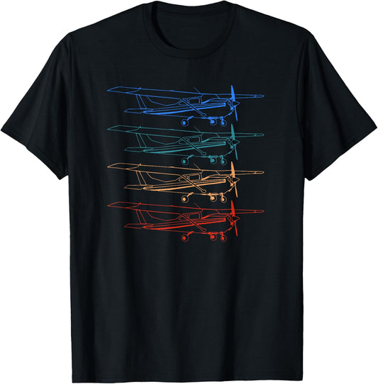 Retro Pilot C172 Airplane Flying Gift T-Shirt - T-Shirt | Black