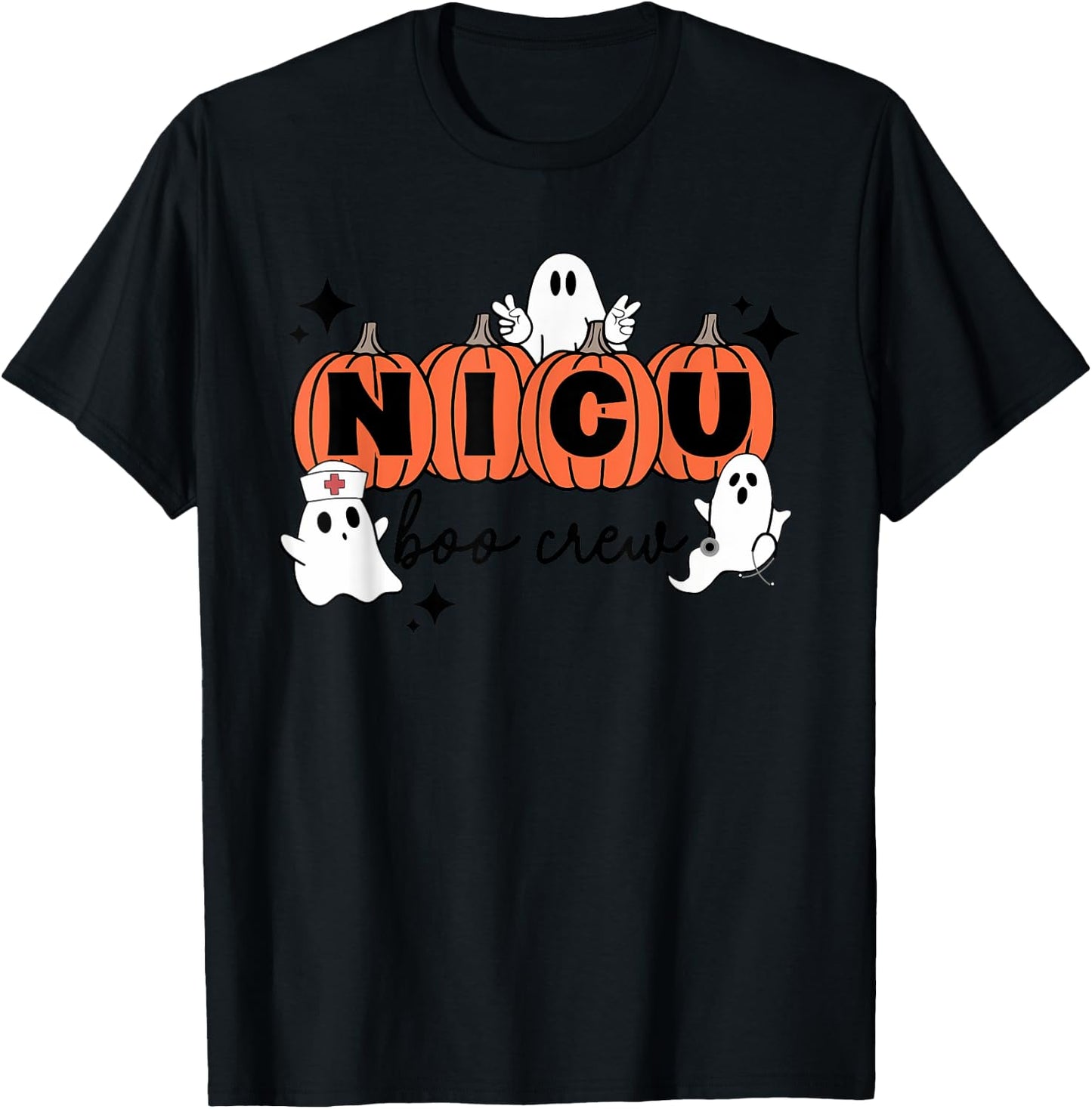 Funny NICU nurse shirt Halloween NICU boo crew NICU nurse T-Shirt - T-Shirt | Black