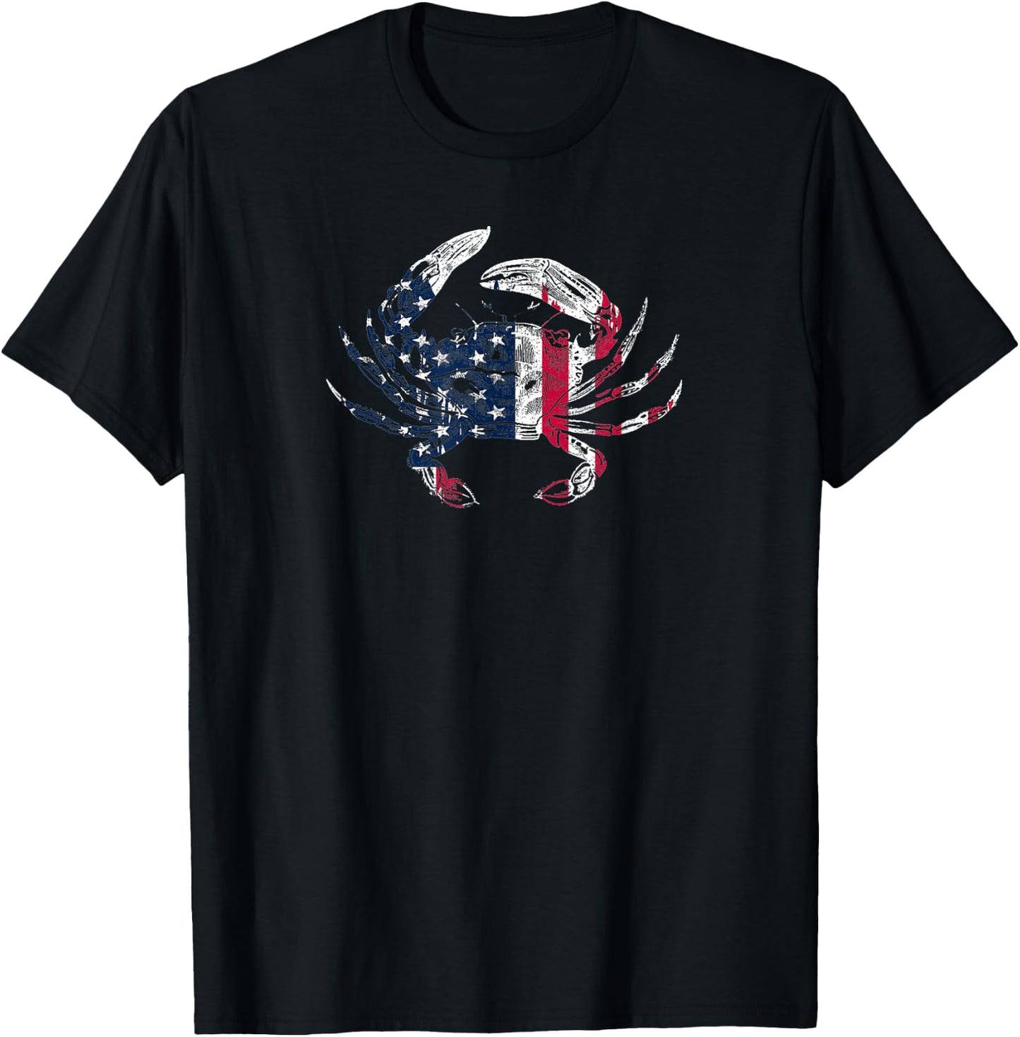 Distressed American Crab USA Flag Shirt T-Shirt - T-Shirt | Black