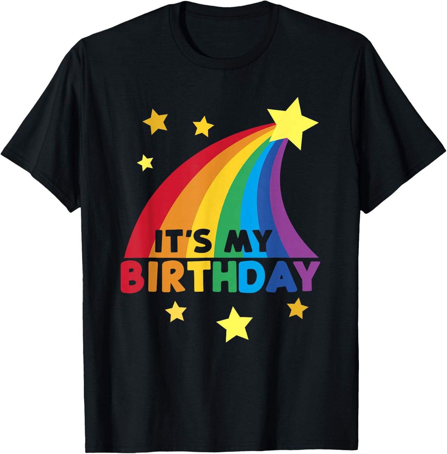 Boys Girls Bright Rainbow It's My Birthday T-Shirt - T-Shirt | Black
