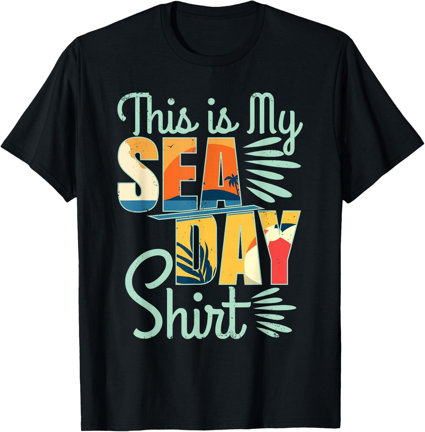 This Is My Sea Day Shirt Cruise Funny Family Vacay T-Shirt - T-Shirt | Black