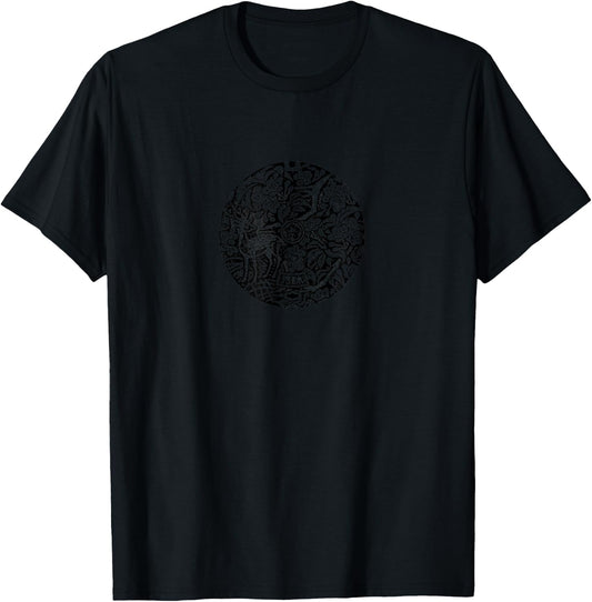 Manhole Street Cover Nara Japan with Deer T-Shirt - T-Shirt | Black
