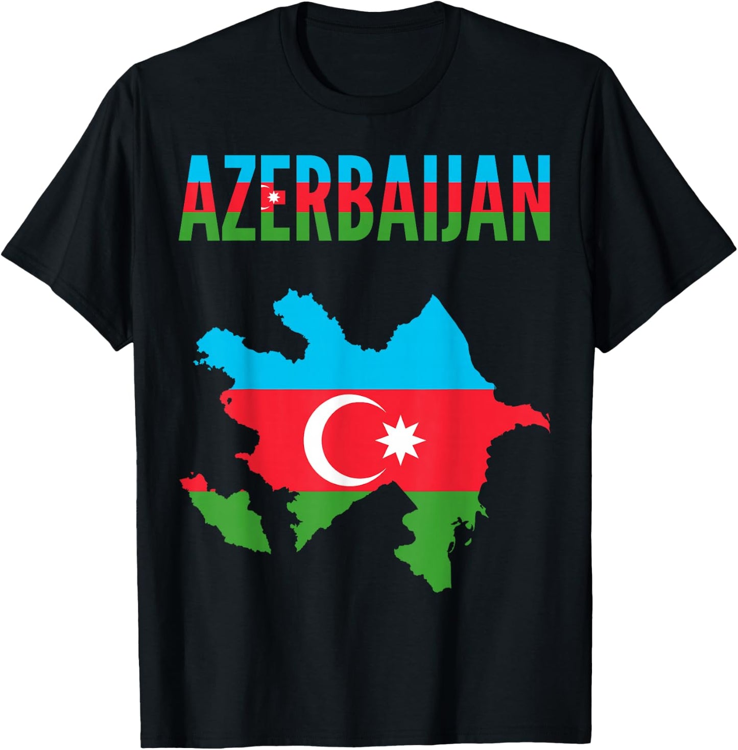 Azerbaijani - Azerbaijan Country Map Flag T-Shirt - T-Shirt | Black