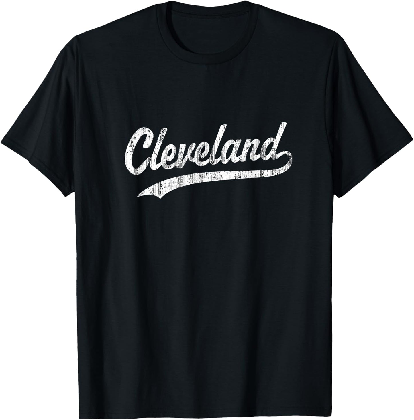 Cleveland OH Vintage Baseball Sports Script T-Shirt - T-Shirt | Black
