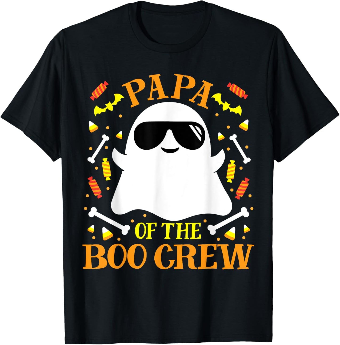 Papa Boo Crew Ghost Matching Family Set Grandpa Halloween T-Shirt - T-Shirt | Black