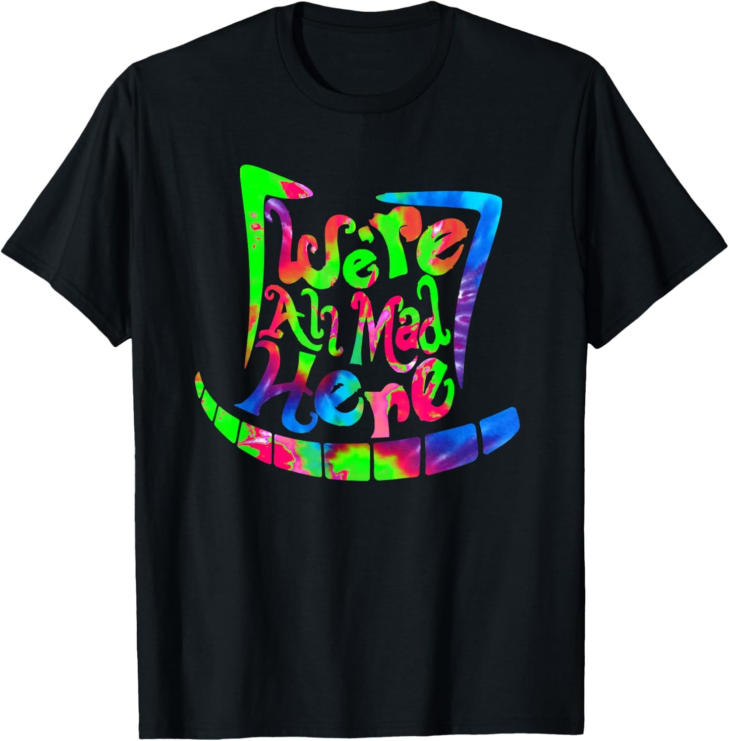 We're All Mad Here - Mad Hatter & Cheshire Grin T-Shirt - T-Shirt | Black