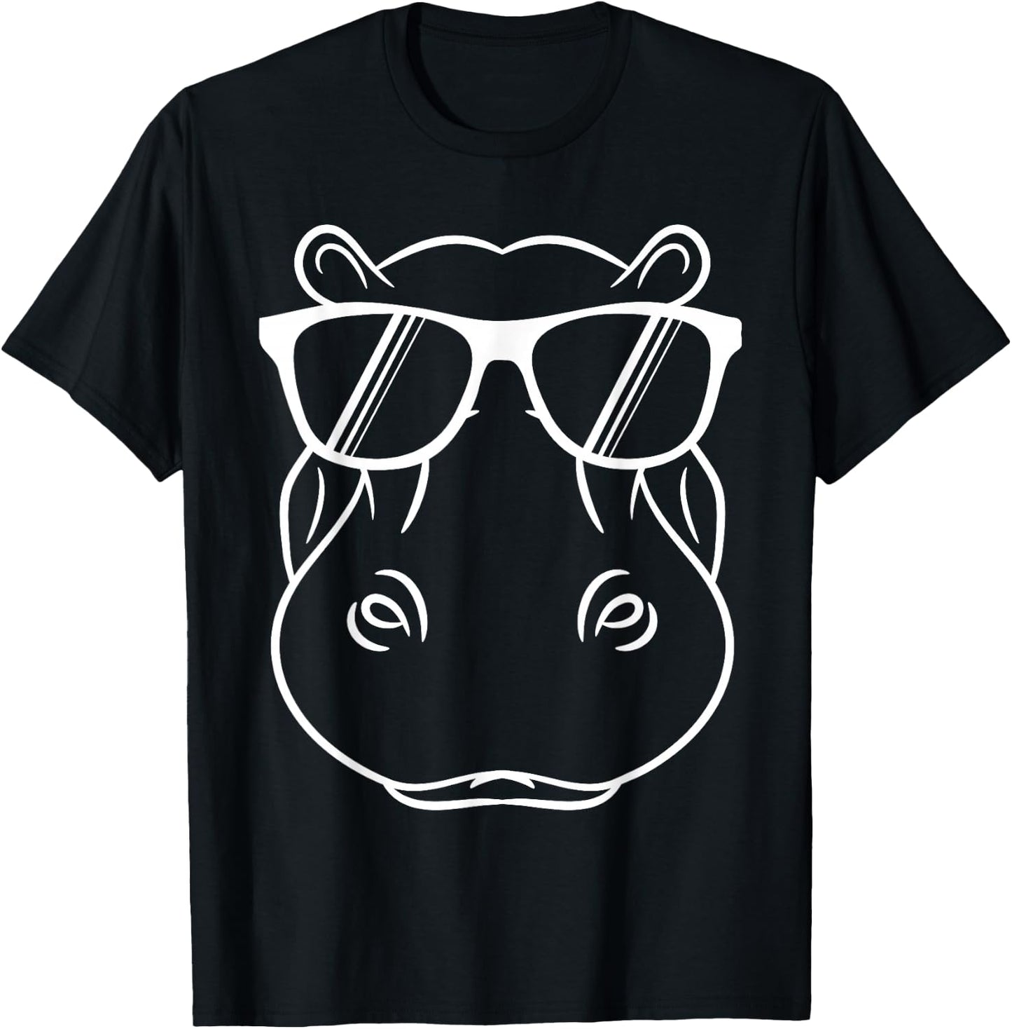 Cool Hippo Design - Cute Hippopotamus W/ Sunglass T-Shirt - T-Shirt | Black