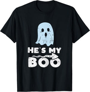 Hes My Boo Cute Matching Couple Halloween Costume Girlfriend T-Shirt - T-Shirt | Black