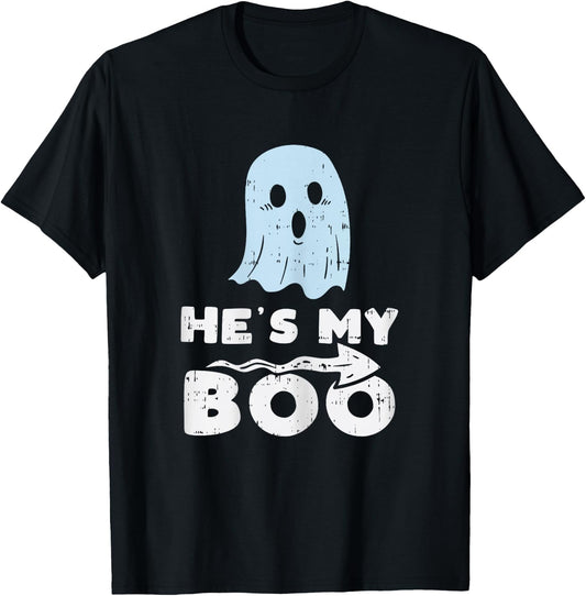 Hes My Boo Cute Matching Couple Halloween Costume Girlfriend T-Shirt - T-Shirt | Black
