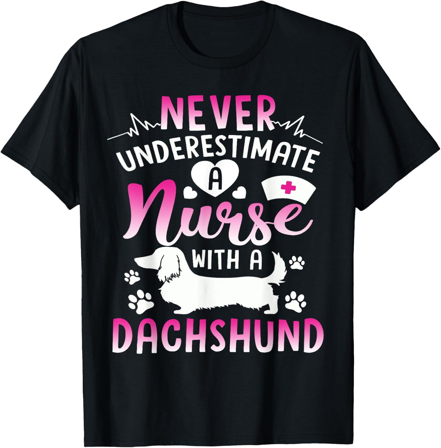 Nurse With A Dachshund Shirt Cute Dachshund Lover RN Gift T-Shirt - T-Shirt | Black