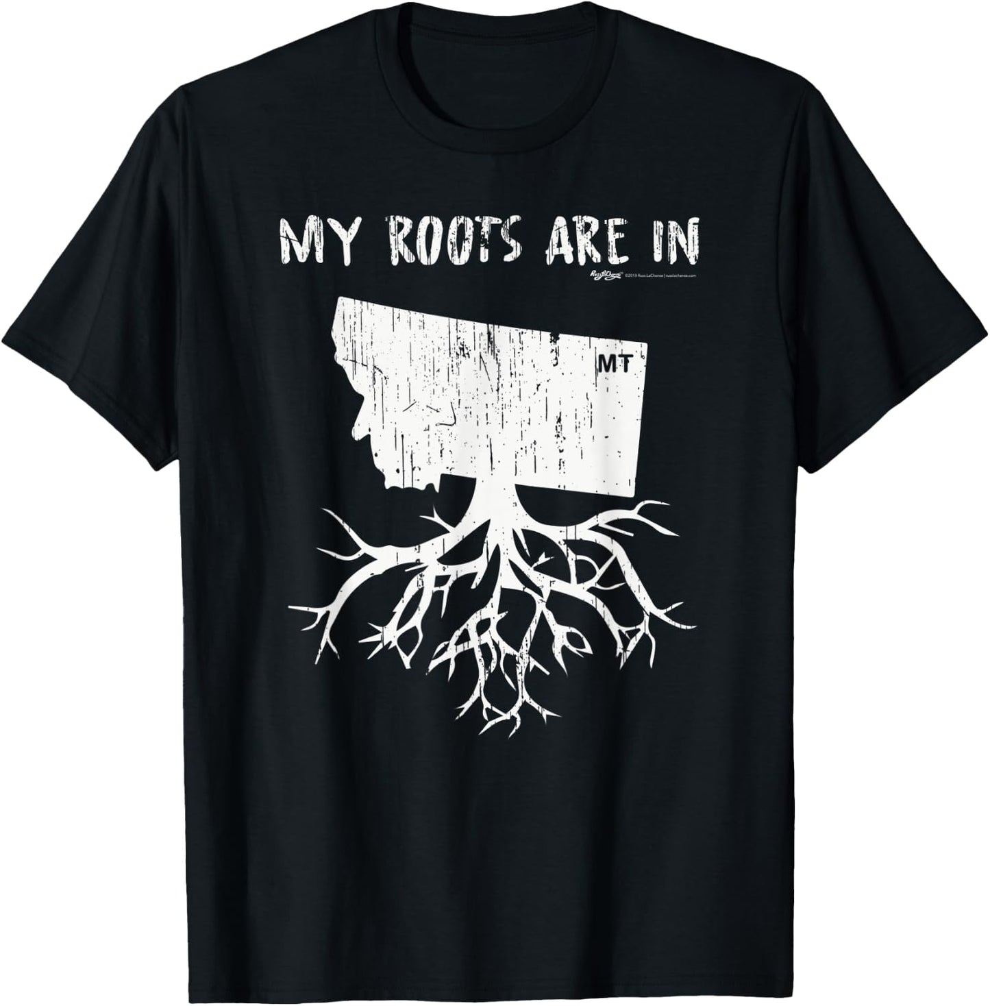 Vintage My Roots Are In Montana State T-Shirt - T-Shirt | Black