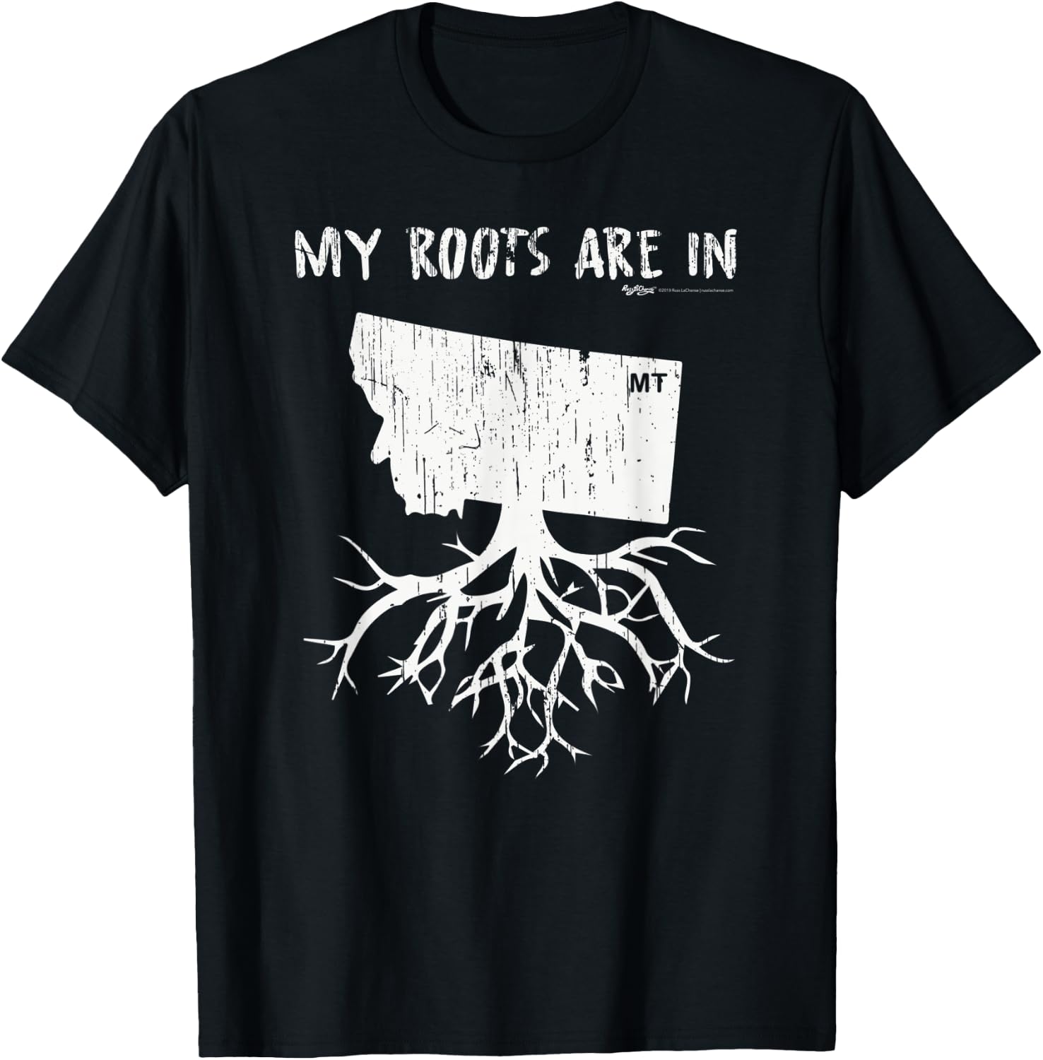 Vintage My Roots Are In Montana State T-Shirt - T-Shirt | Black