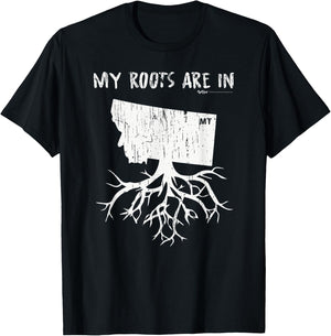 Vintage My Roots Are In Montana State T-Shirt - T-Shirt | Black