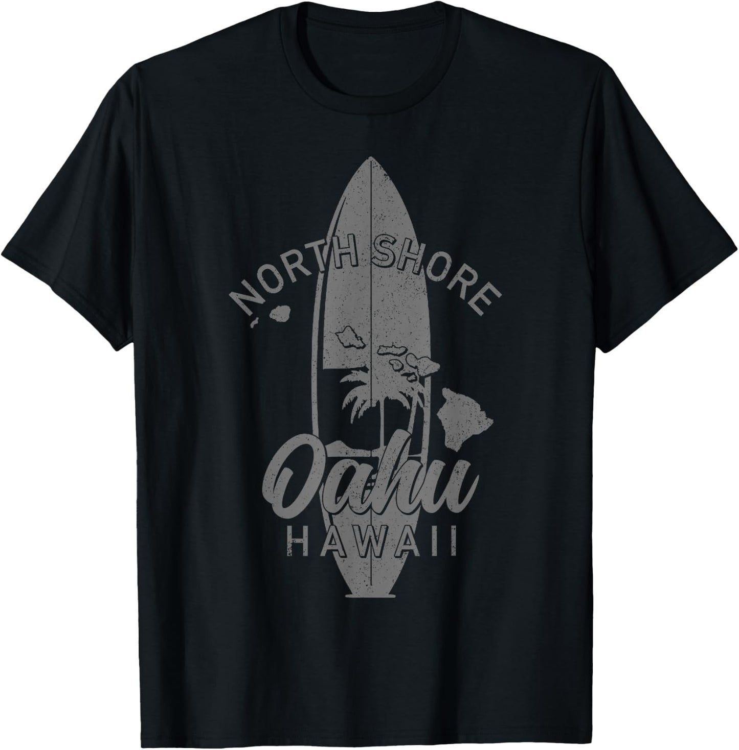 North Shore Oahu Hawaii Surf Board Surfing Surfer Hawaiian T-Shirt - T-Shirt | Black