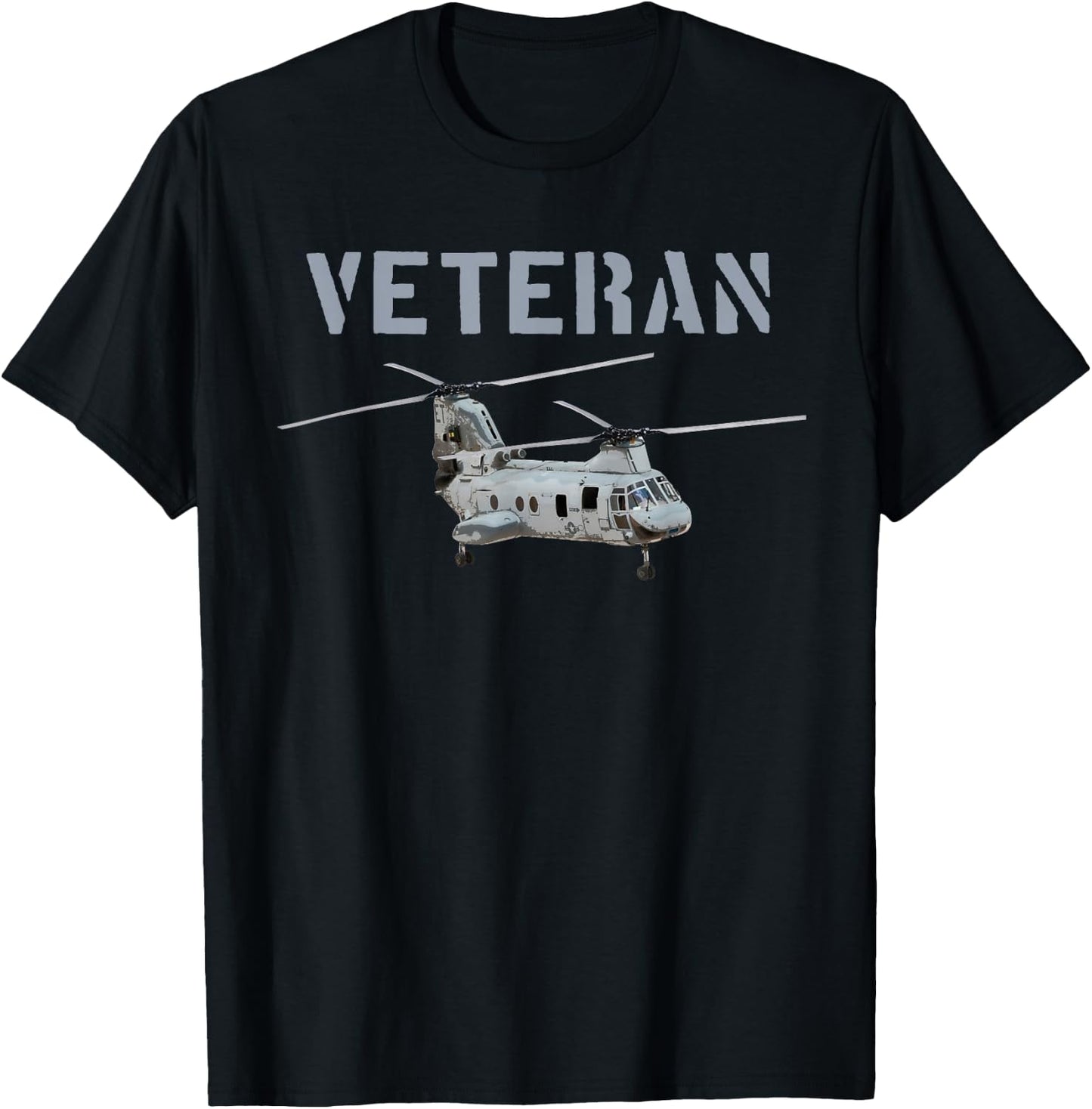 Veterans Ch-46 Sea Knight Helicopter T-Shirt - T-Shirt | Black