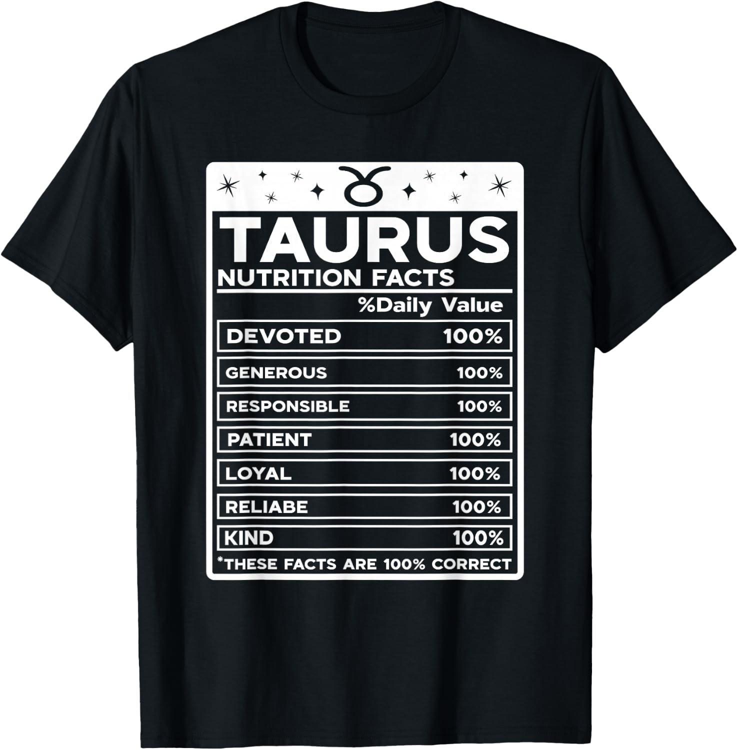 Taurus Nutritional Style Zodiac Design, Taurus T-Shirt - T-Shirt | Black