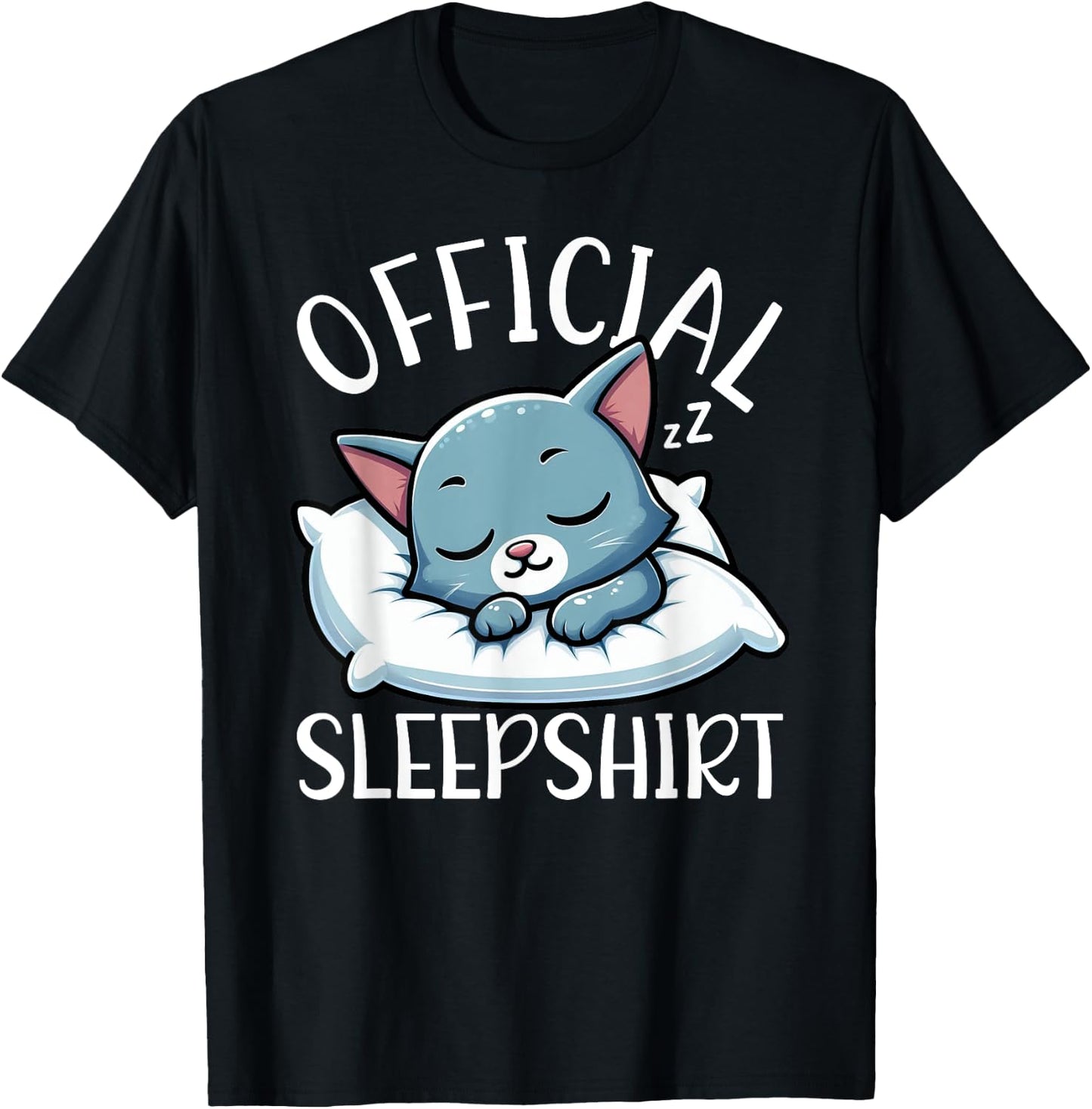 Official Sleepshirt Russian Blue Cat Sleep Lover Sleepyhead Men Women Kids T-Shirt - T-Shirt | Black