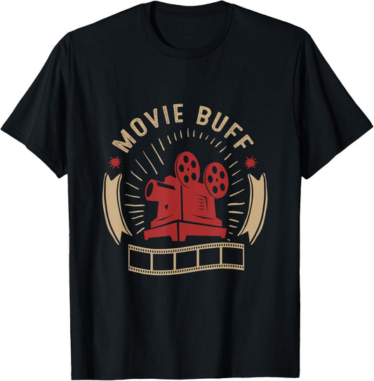 Movie Buff Vintage Cinema T-Shirt - T-Shirt | Black