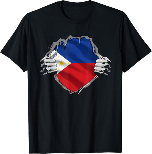 Filipino Flag Sun Philippines Shirt Filipina Pinoy Pride T-Shirt - T-Shirt | Black