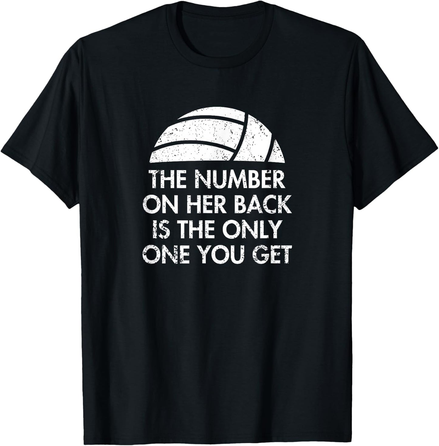 Volleyball Dad MoM Daughter Funny Back Number Design T-Shirt - T-Shirt | Black