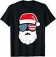 Funny Santa Claus Face Sunglasses Patriotic American Flag T-Shirt - T-Shirt | Black
