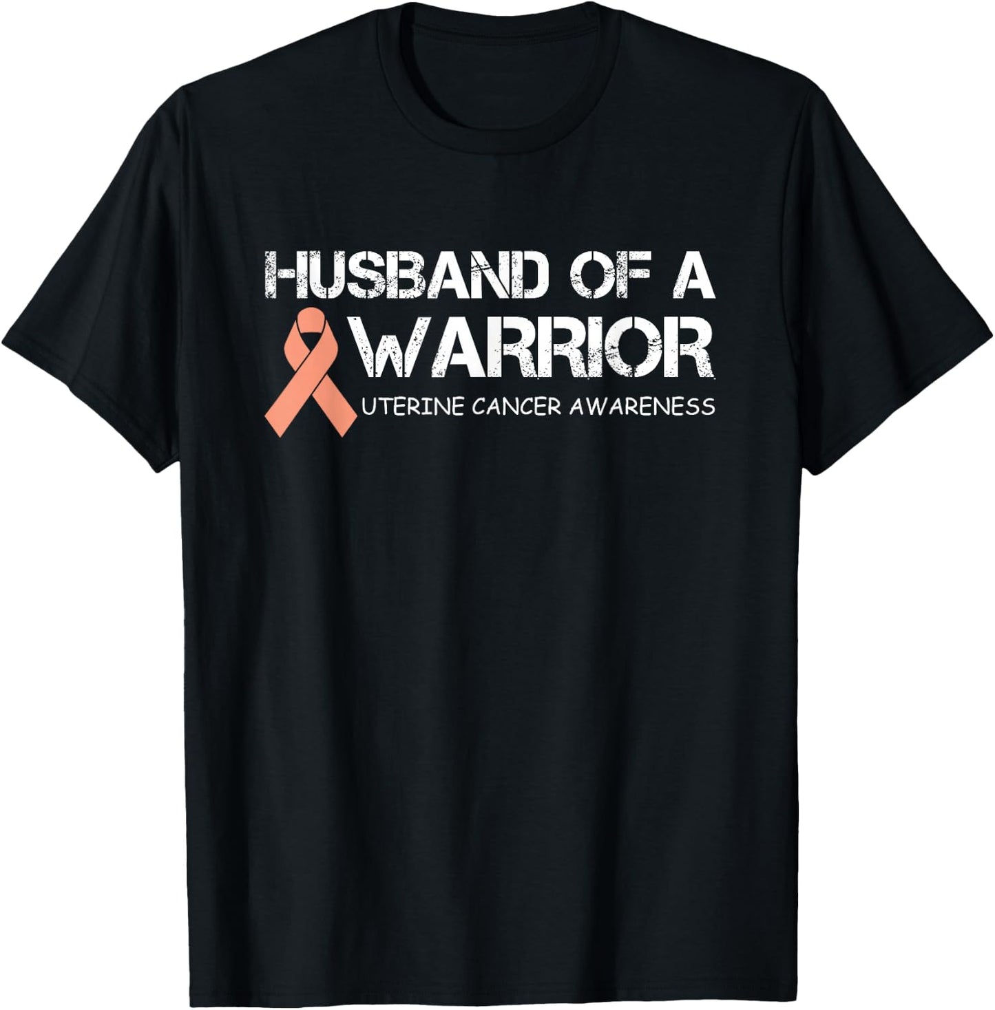 Husband Of A Warrior Uterine Cancer Awareness T-Shirt - T-Shirt | Black