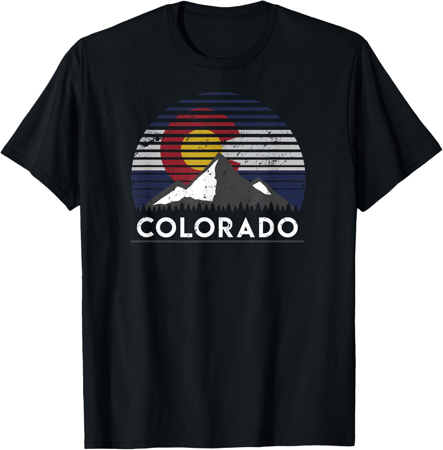 Colorado Flag Mountain Top T-Shirt - T-Shirt | Black