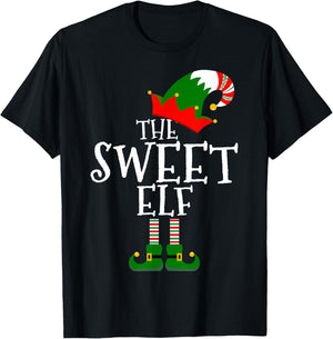 Funny The Sweet Elf Matching Family Group Gift Christmas T-Shirt - T-Shirt | Black