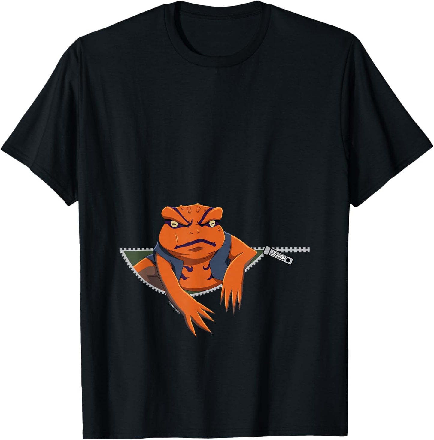 Naruto Shippuden Gamakichi Toad in Zipper Anime T-Shirt - T-Shirt | Black