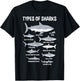 9 Types Of Sharks Educational Ocean Kids Boys Gift T-Shirt - T-Shirt | Black