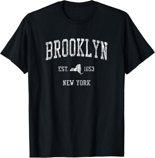 Brooklyn New York NY Vintage Sports Design NYC T-Shirt - T-Shirt | Black