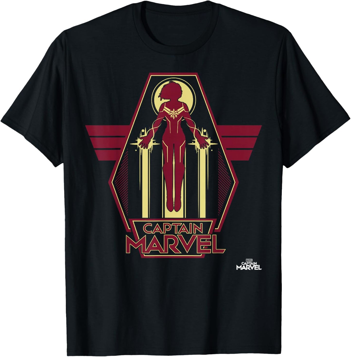 Captain Marvel Red Yellow Flight Powers Graphic T-Shirt - T-Shirt | Black