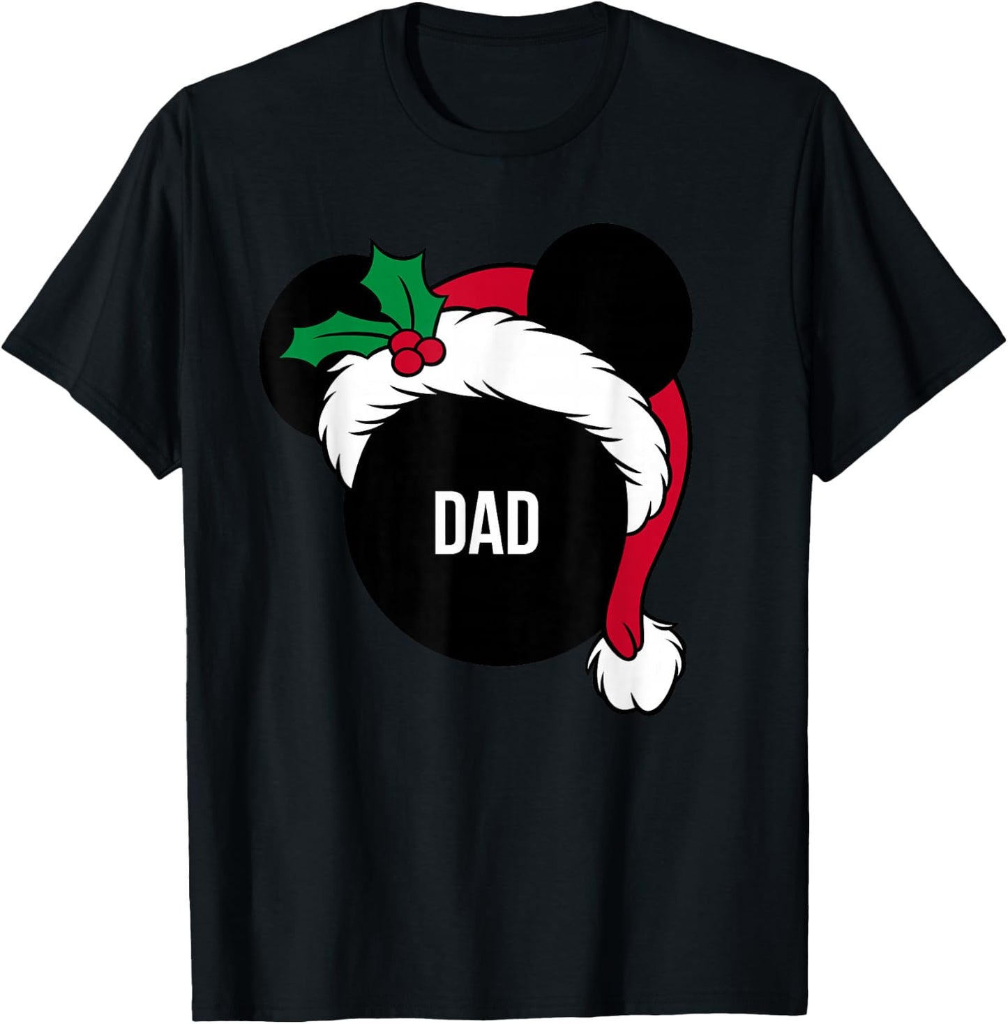 Disney Santa Hat Mickey Christmas Family Matching Dad T-Shirt - T-Shirt | Black