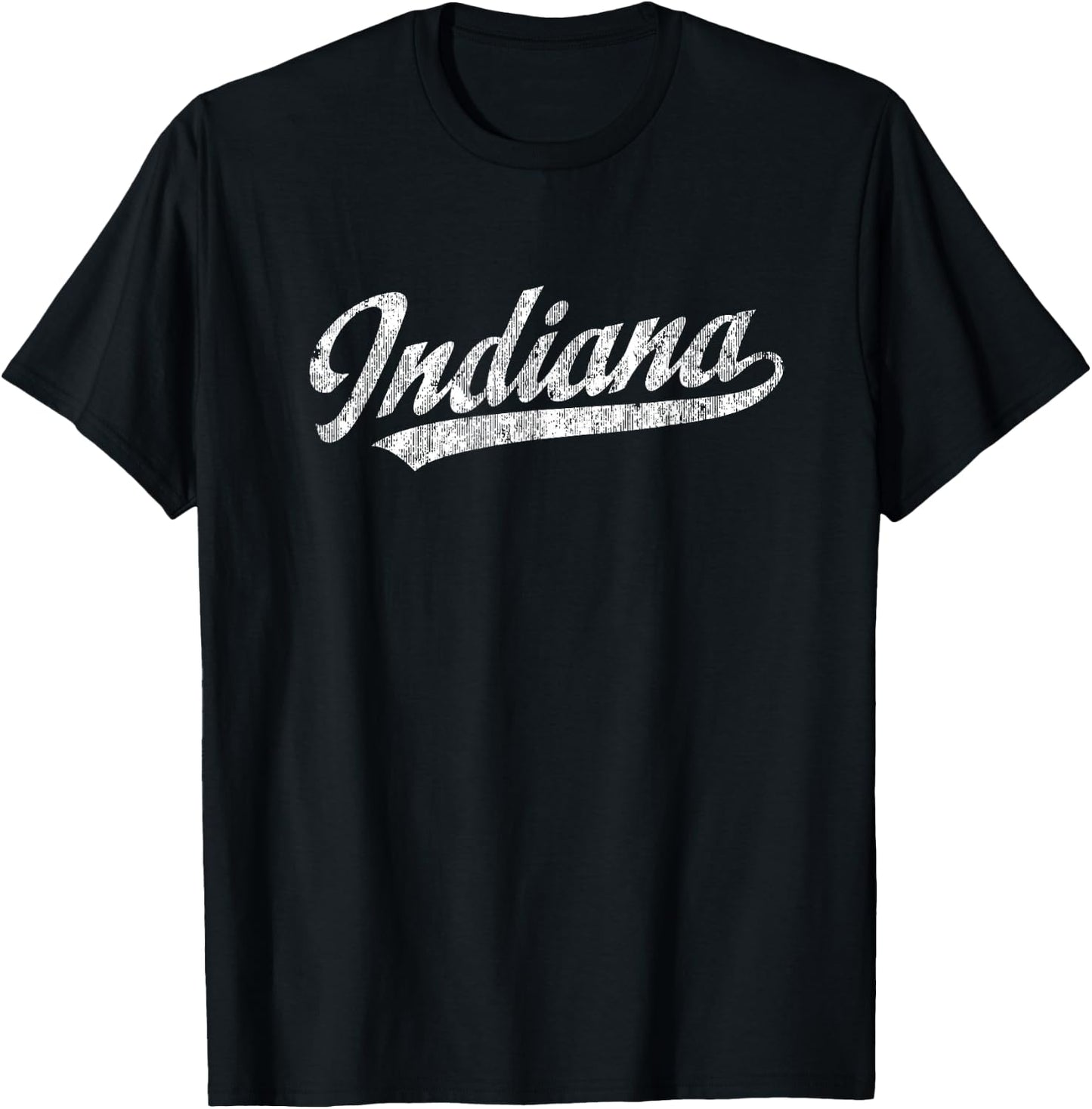Indiana IN Vintage Sports Script Retro T-Shirt - T-Shirt | Black