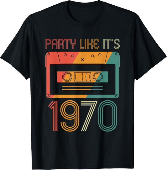 70's, 1970s, Seventies, Party Like Its 1970, Cassette Tape T-Shirt - T-Shirt | Black