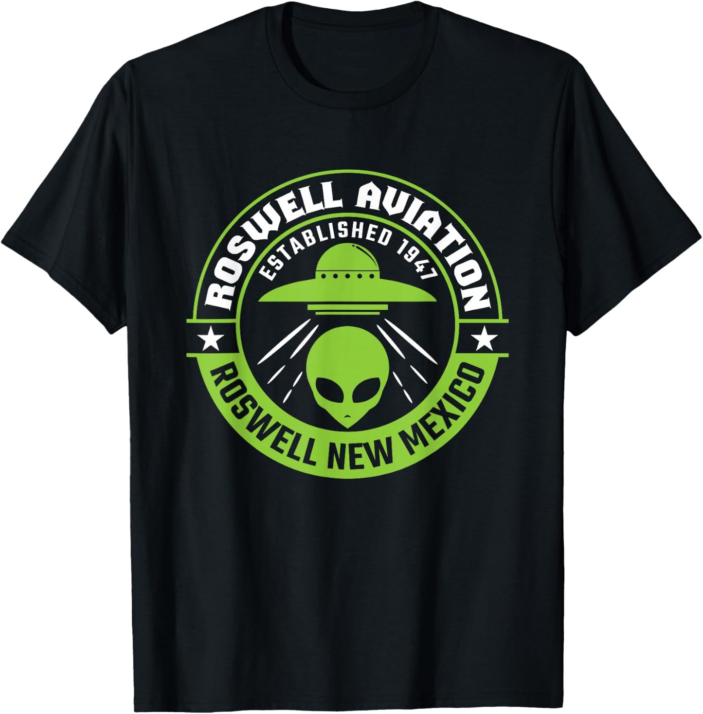 Roswell Aviation Established 1947 Alien T-Shirt - T-Shirt | Black