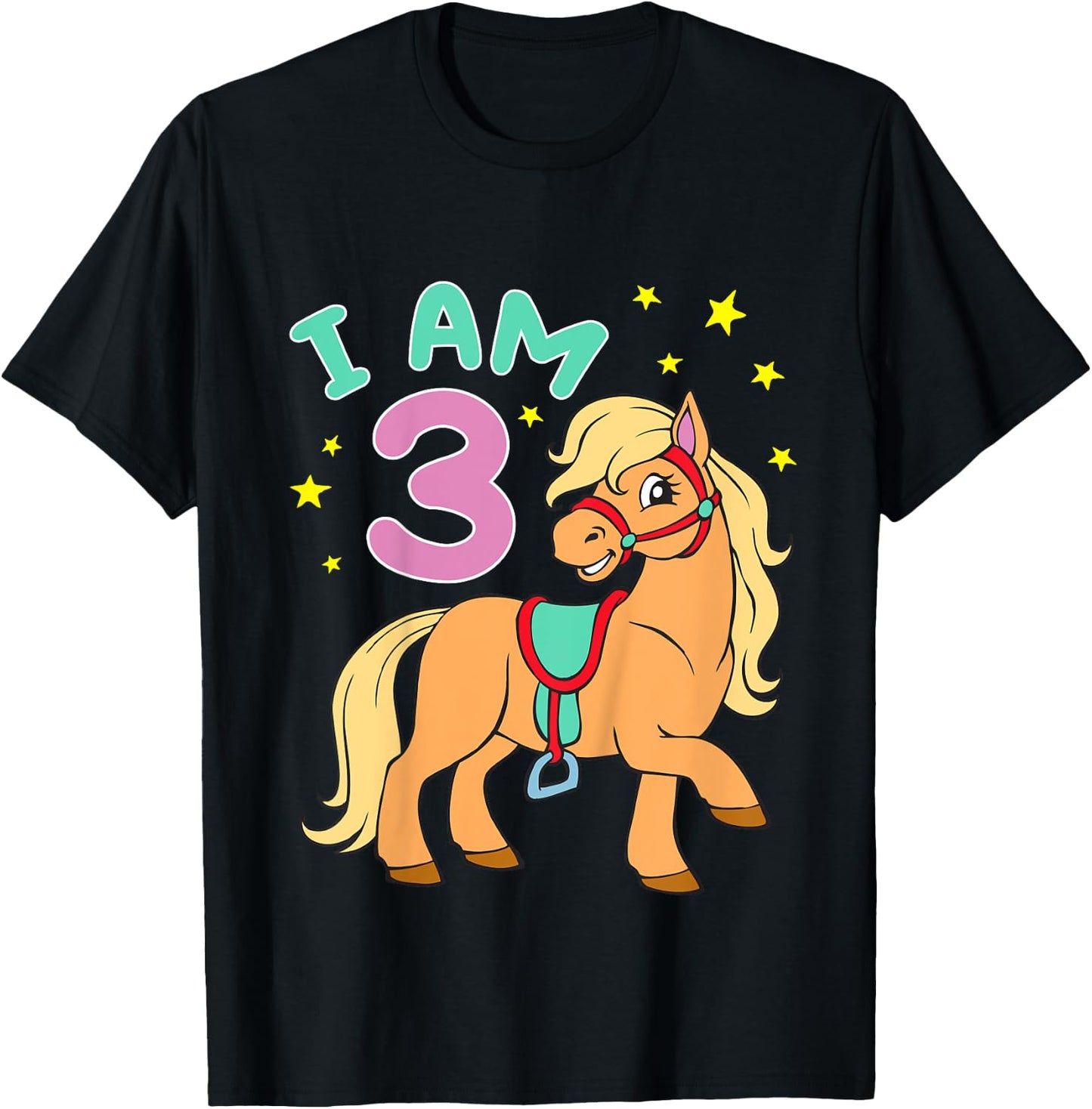 Horse Birthday Shirt 3 Years Toddler Girls T-Shirt - T-Shirt | Black