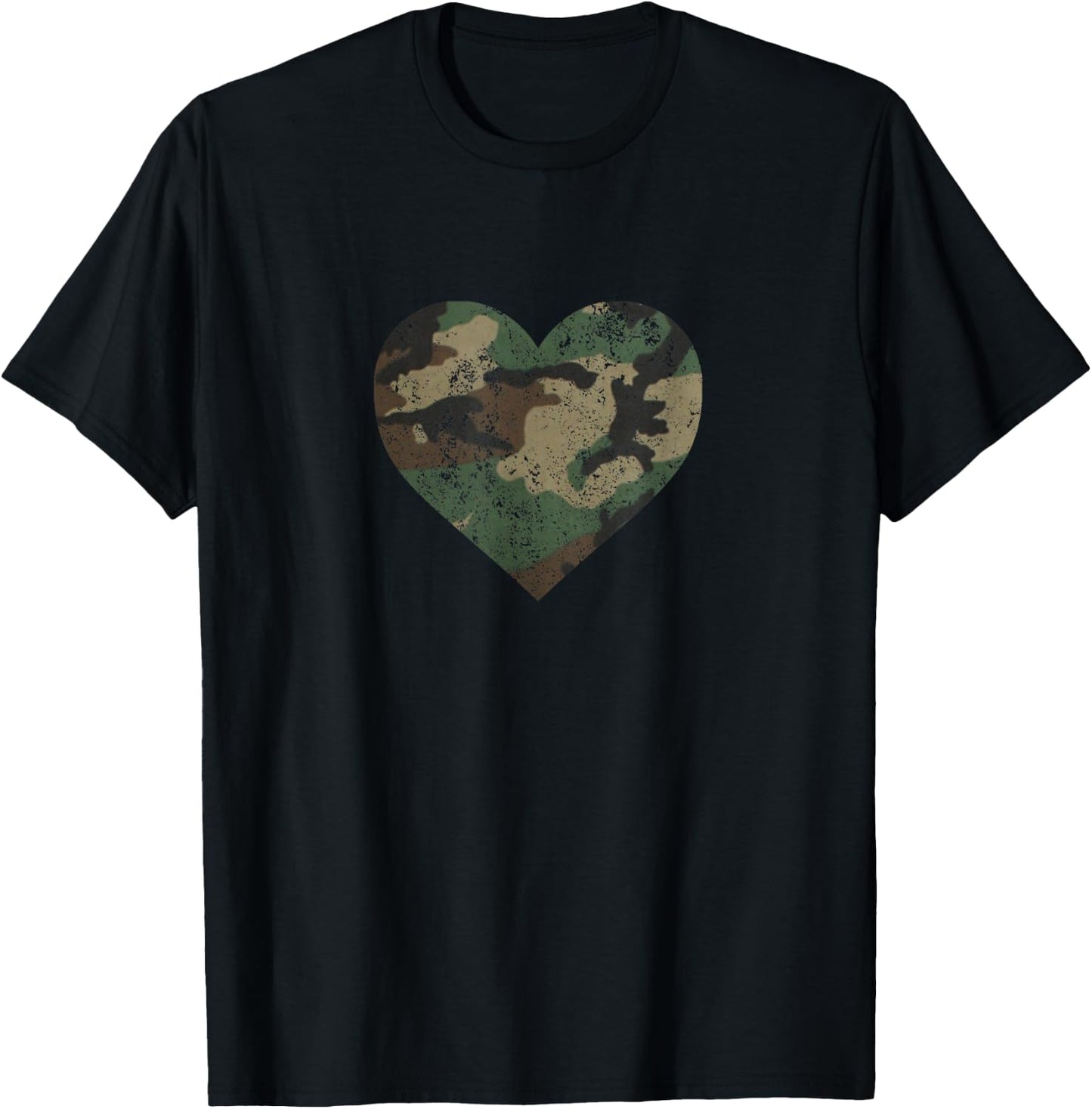 I Love You American Soldier Troops Camo Heart Emoticon Shirt T-Shirt - T-Shirt | Black