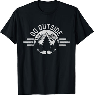 Go Outside Nature Hiking Camping Forest Gift T-Shirt - T-Shirt | Black