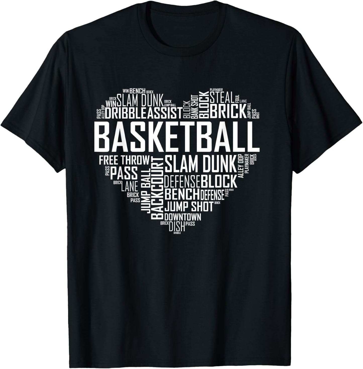 Love Basketball Shirt Gift Player Heart T-Shirt - T-Shirt | Black