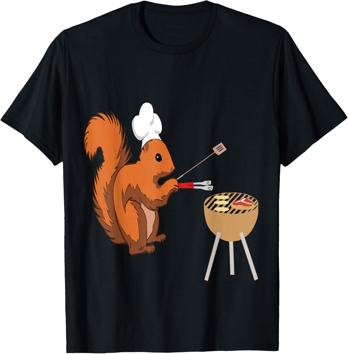 BBQ Squirrel Grilling Cooking Grillmaster Sausage T-Shirt - T-Shirt | Black