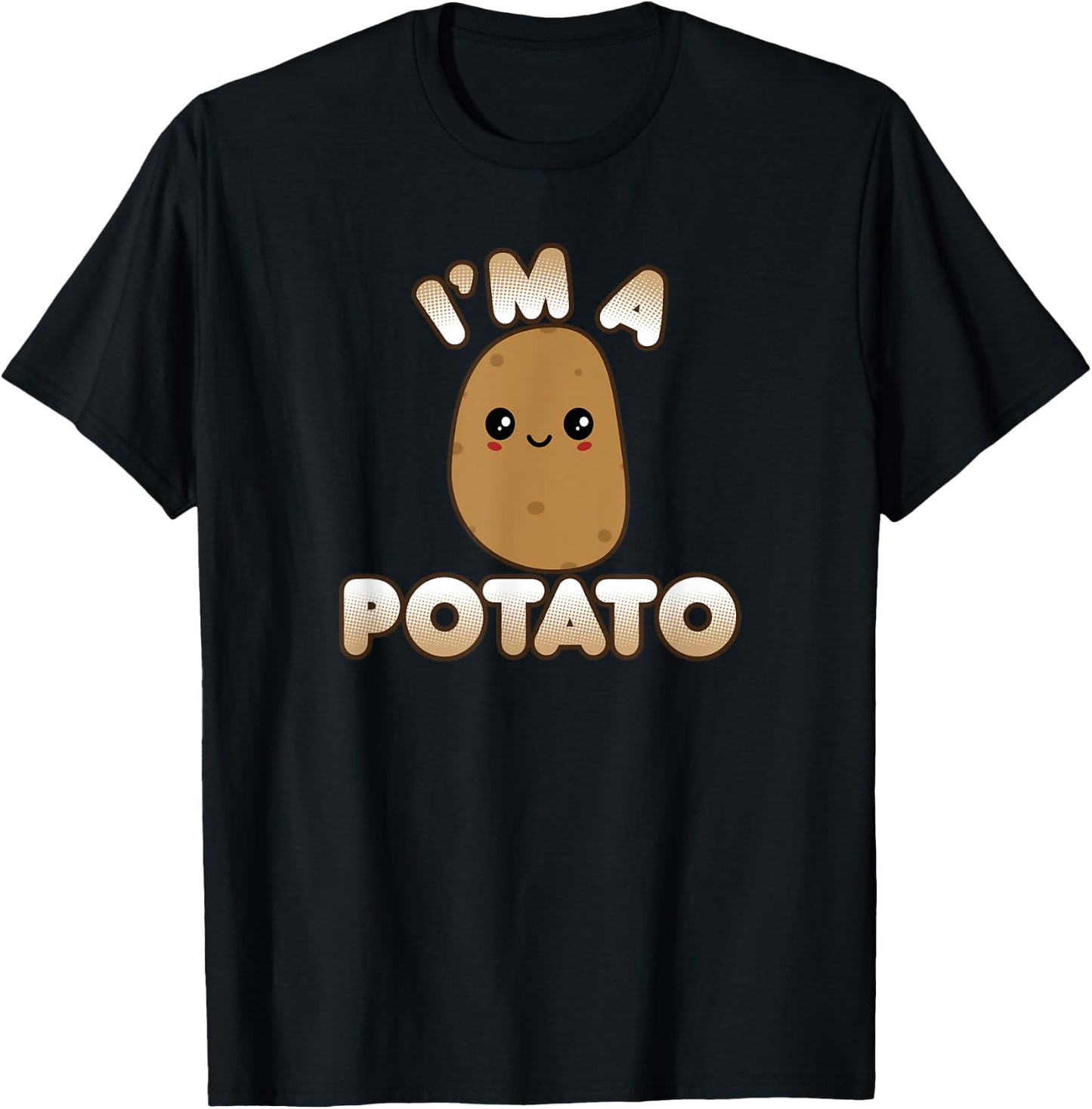 Funny Potato Costume Cute Kawaii Style Smiling I'm A Potato T-Shirt - T-Shirt | Black