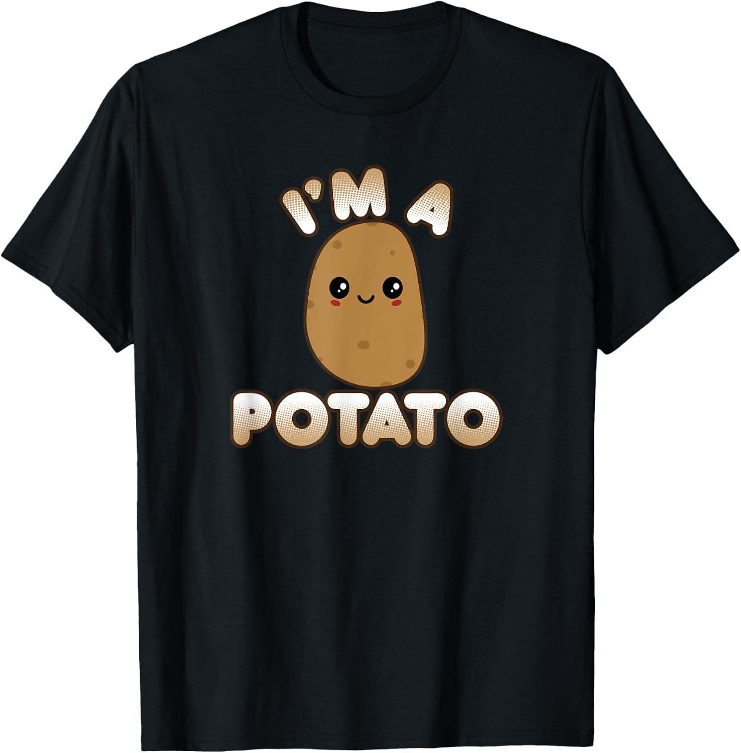 Funny Potato Costume Cute Kawaii Style Smiling I'm A Potato T-Shirt - T-Shirt | Black